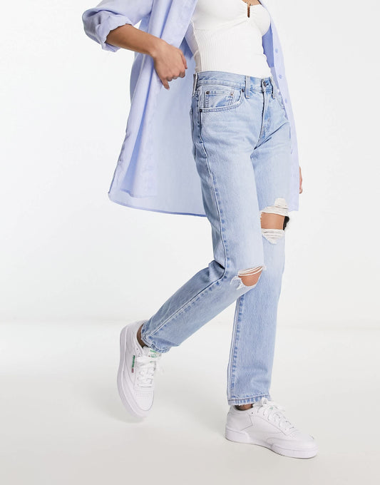 Levi's middy knee rip straight leg jeans in light wash