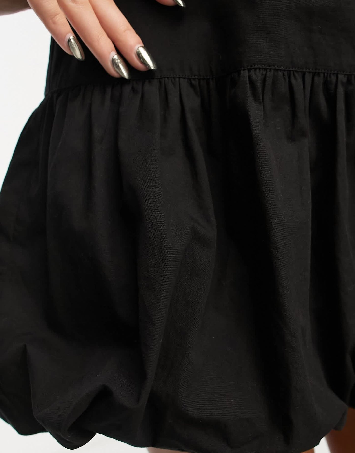 COLLUSION puff ball hem mini summer dress in black
