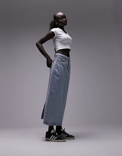 Topshop Petite v neck everyday tee in white
