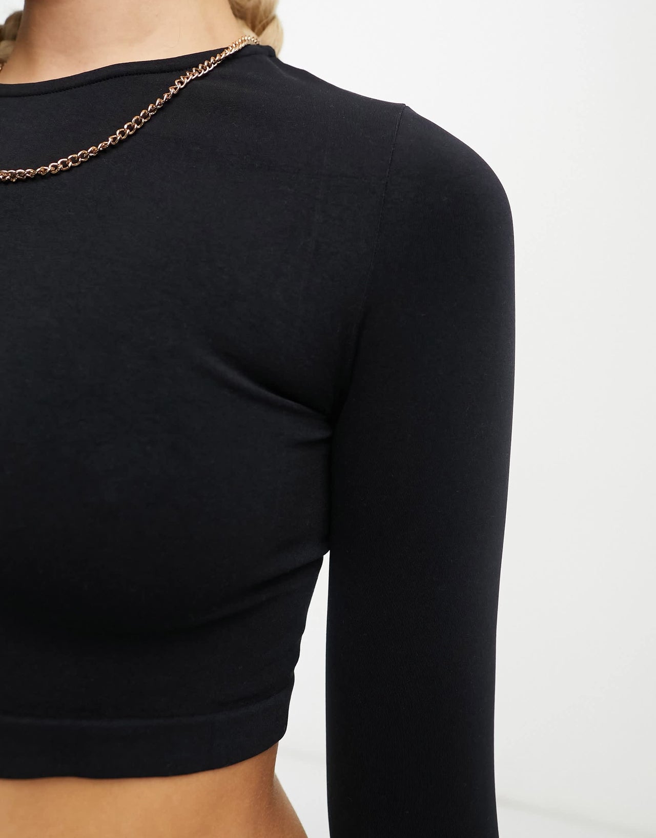 Pull&Bear long sleeve second skin top co-ord in black