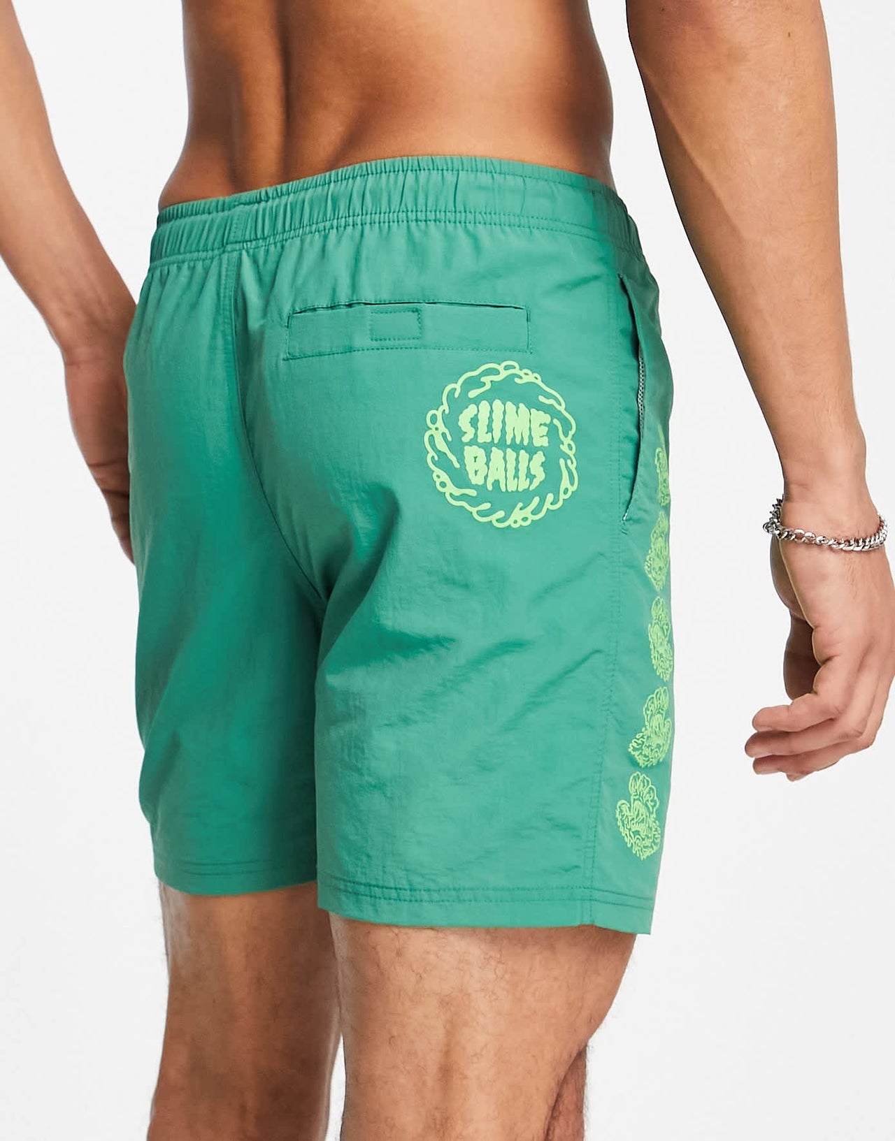 Santa Cruz mono splat swimshort in green with placement prints