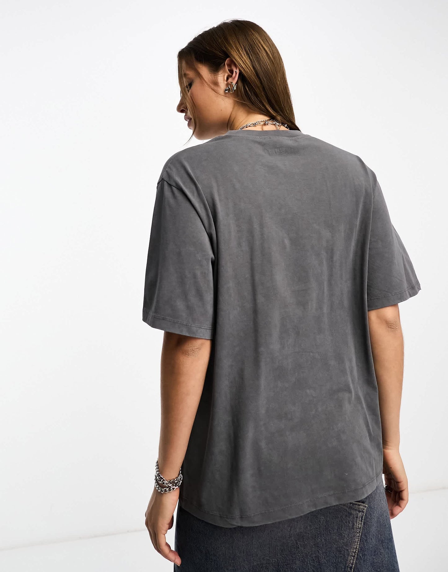 ASOS DESIGN oversized t-shirt with motorhead license graphic in washed charcoal