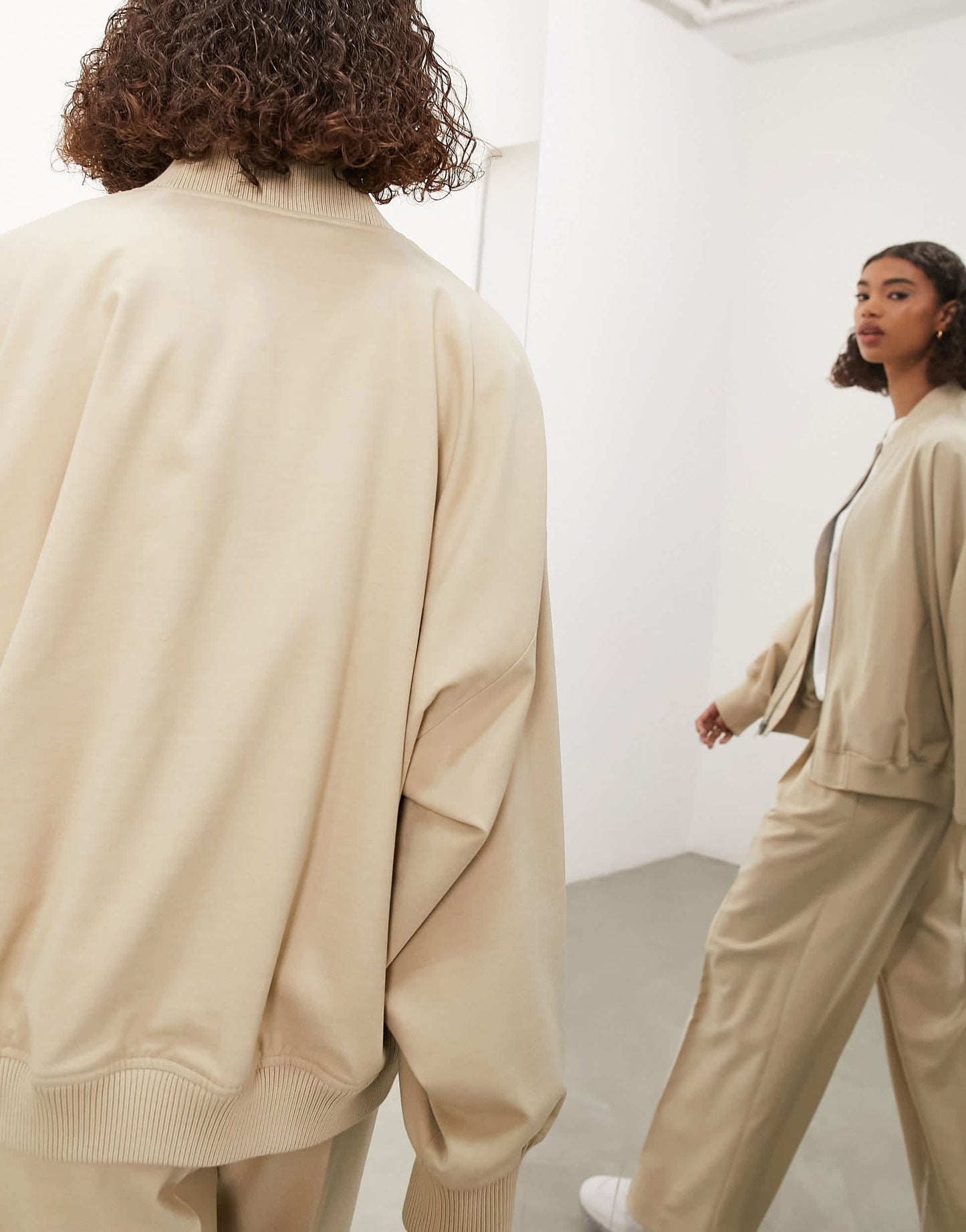ASOS EDITION oversized bomber jacket in stone