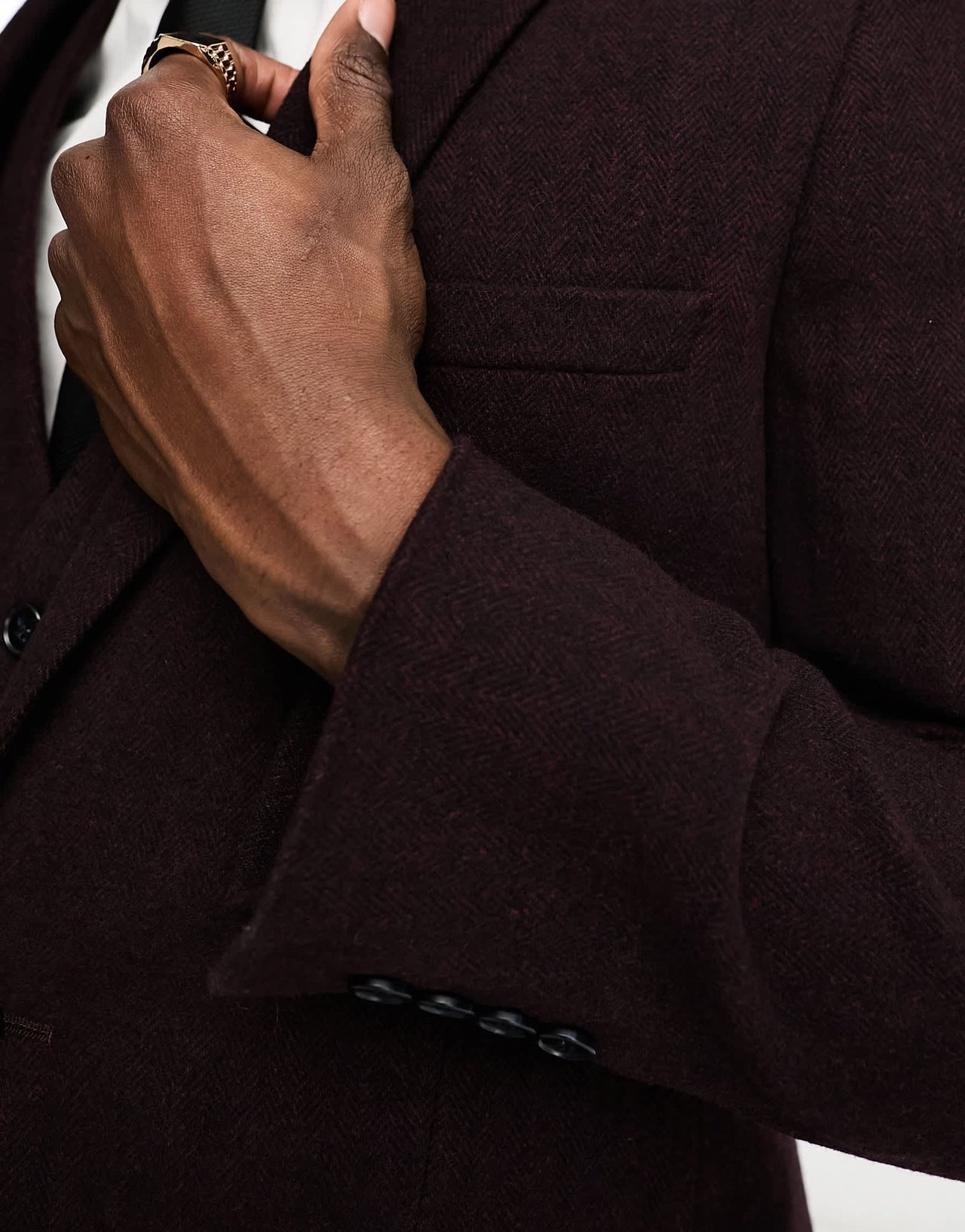 ASOS DESIGN super skinny wool mix suit jacket in herringbone in burgundy