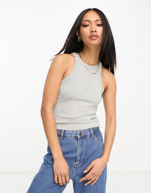 ASOS DESIGN mixed marl racer vest in grey