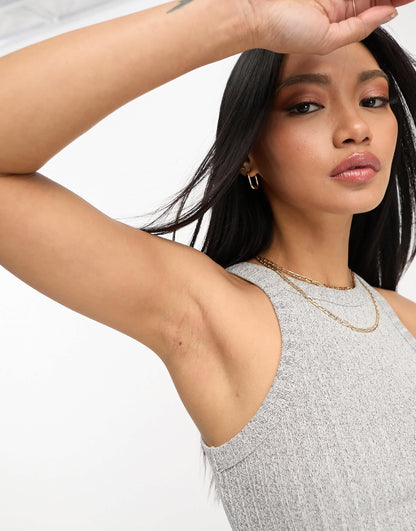 ASOS DESIGN mixed marl racer vest in grey