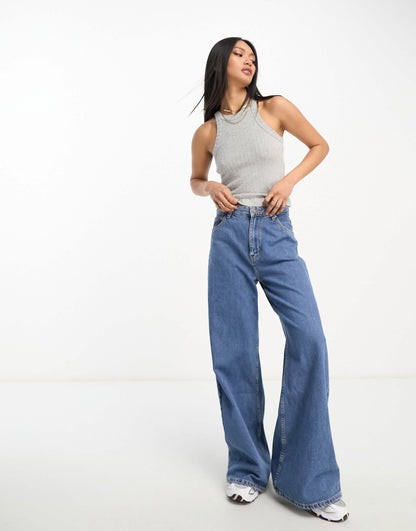 ASOS DESIGN mixed marl racer vest in grey
