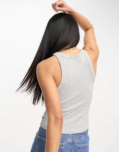 ASOS DESIGN mixed marl racer vest in grey