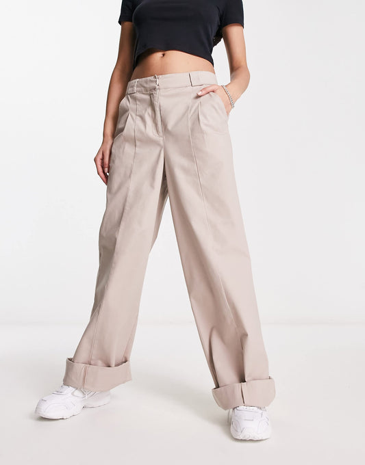ASOS DESIGN oversized wide leg chino trouser in sand