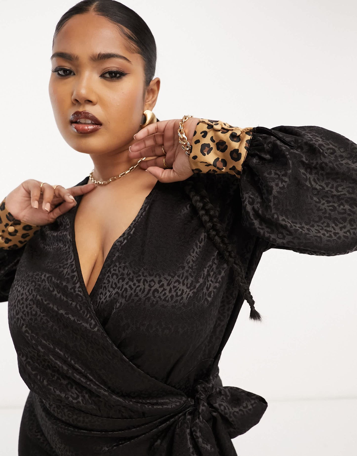 Never Fully Dressed Plus jacquard satin mini dress in black