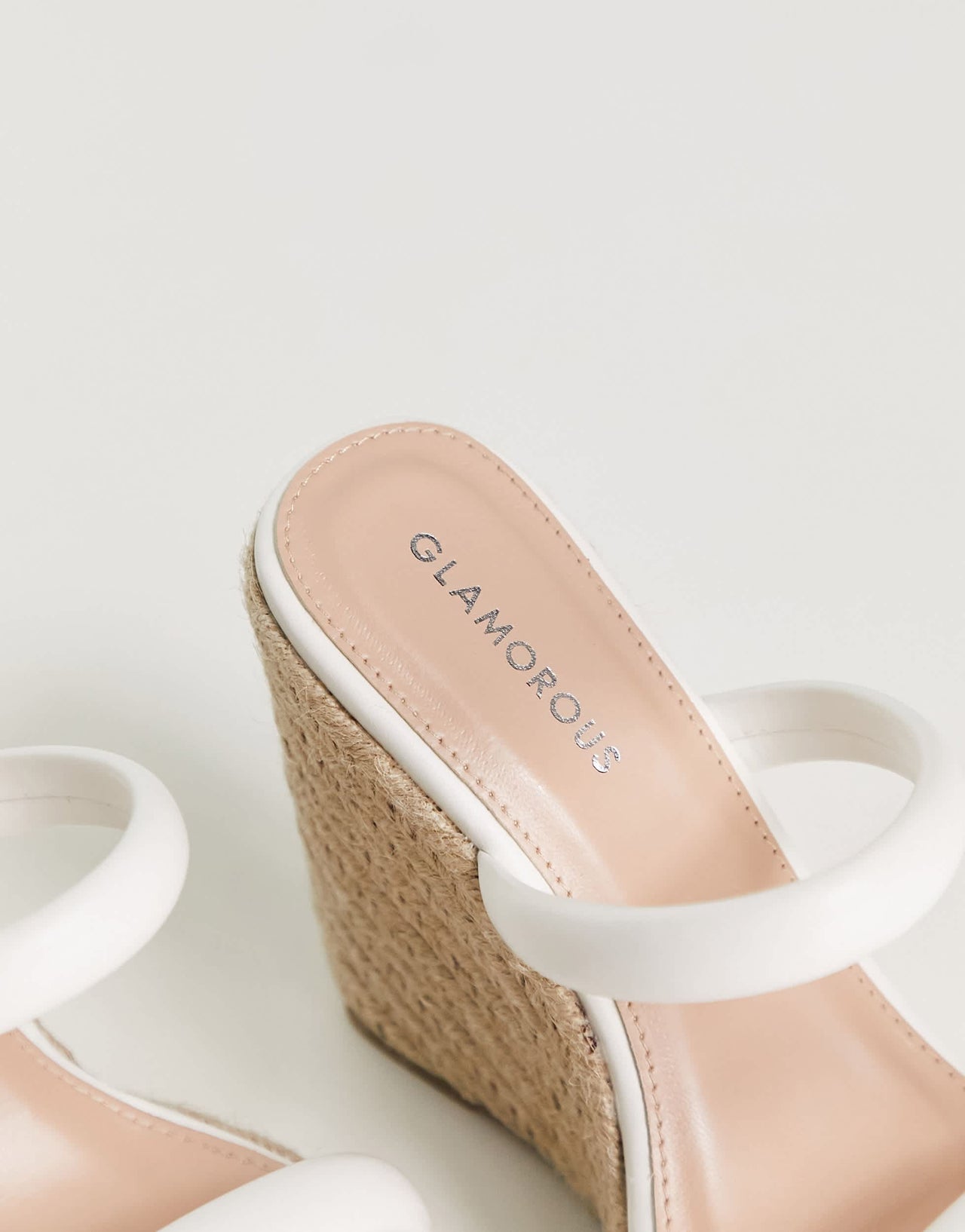 Glamorous espadrille wedge heeled sandals in white