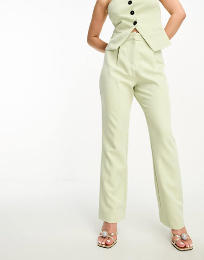4th & Reckless Petite exclusive tailored side split trouser co-ord in green