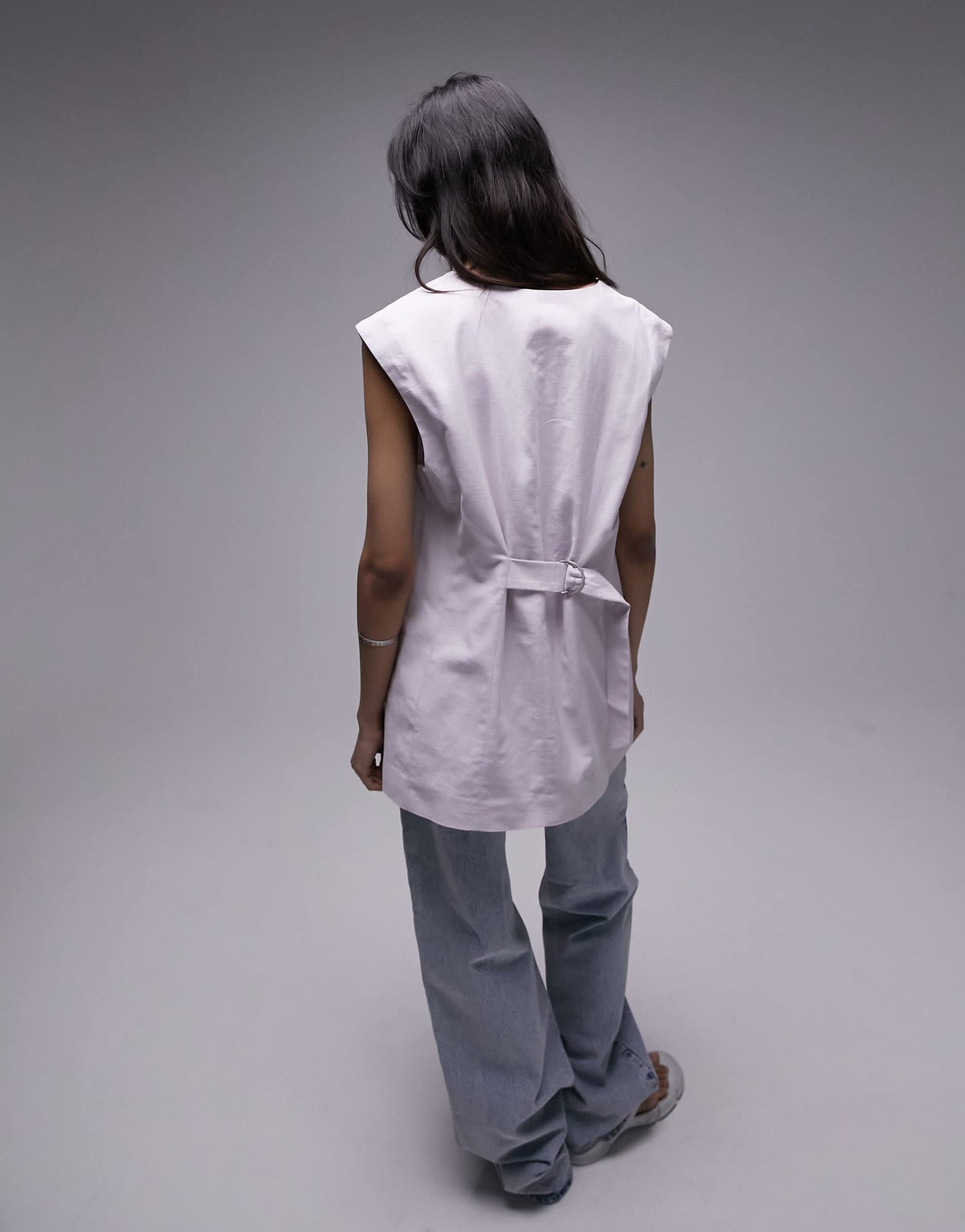 Topshop co-ord linen-blend oversized waistcoat in lilac