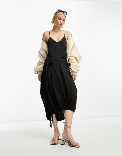 AllSaints Kaye midi dress in black
