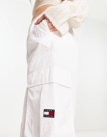 Tommy Jeans claire high rise wide cargo trousers in white