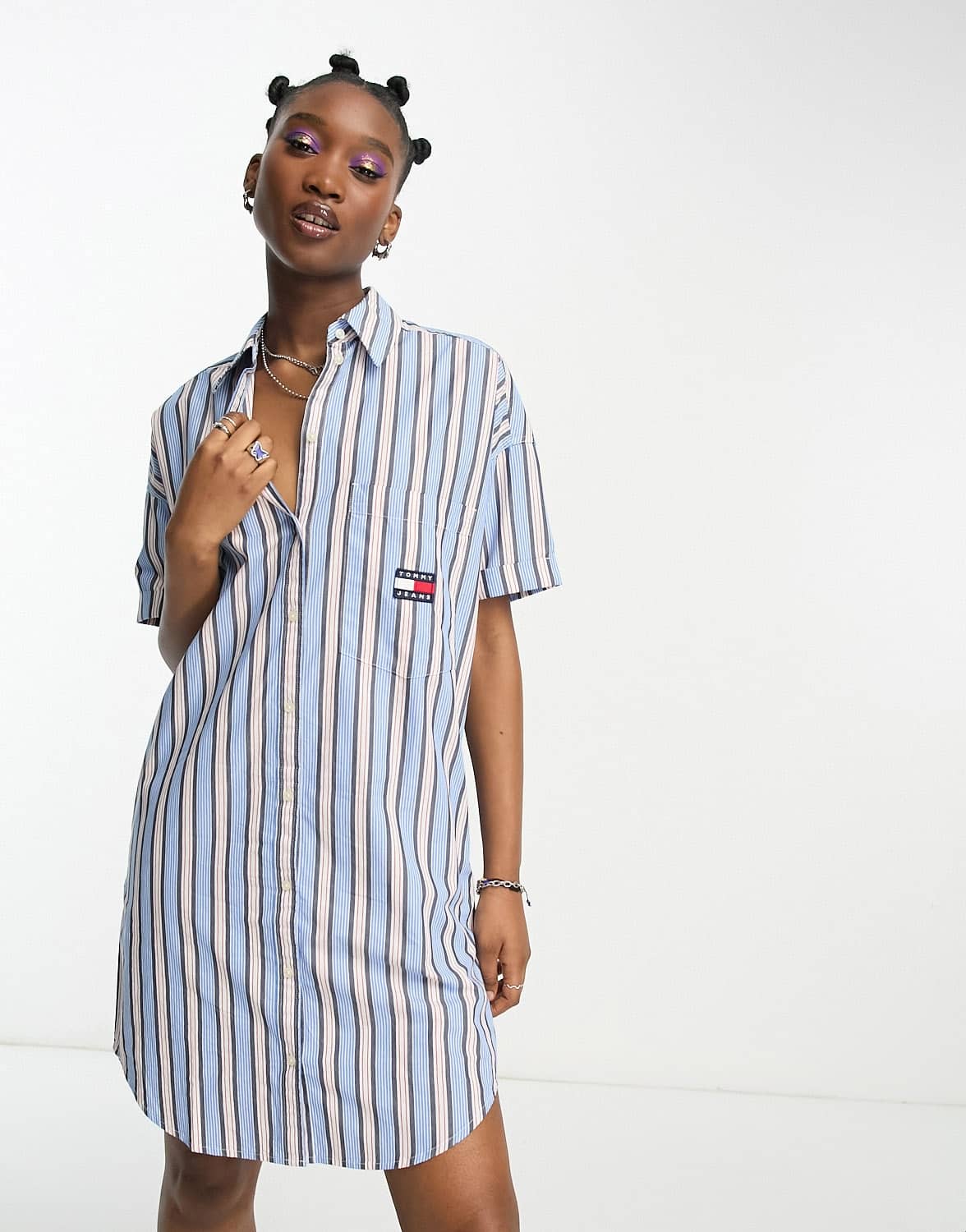 Tommy Jeans shirt dress in blue stripe