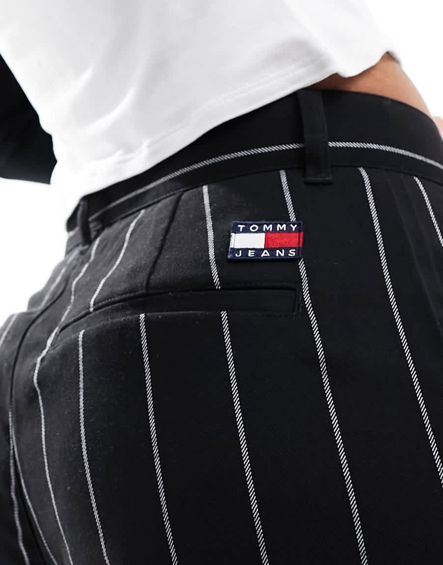 Tommy Jeans co-ord claire high rise wide pinstripe trouser in black