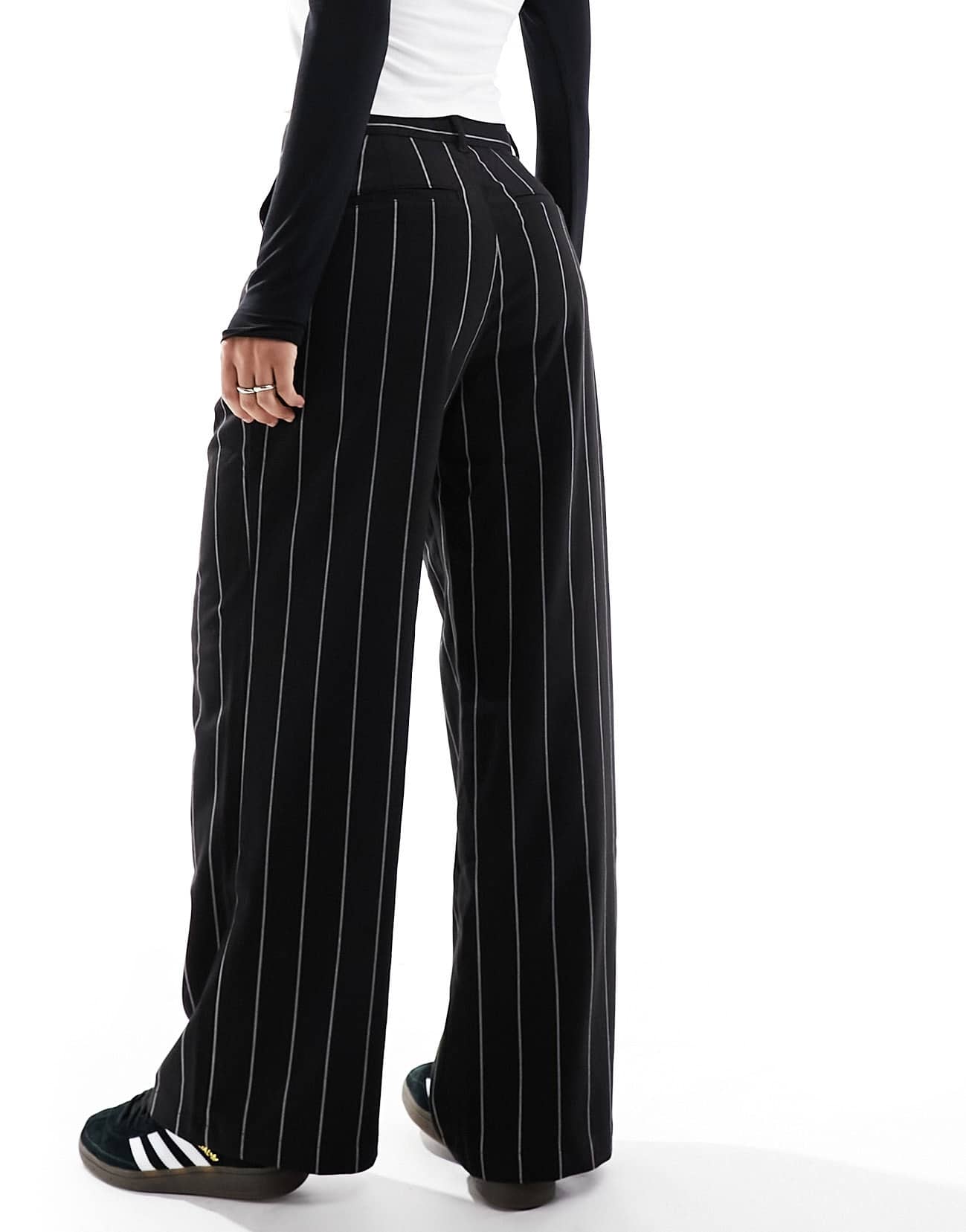 Tommy Jeans co-ord claire high rise wide pinstripe trouser in black