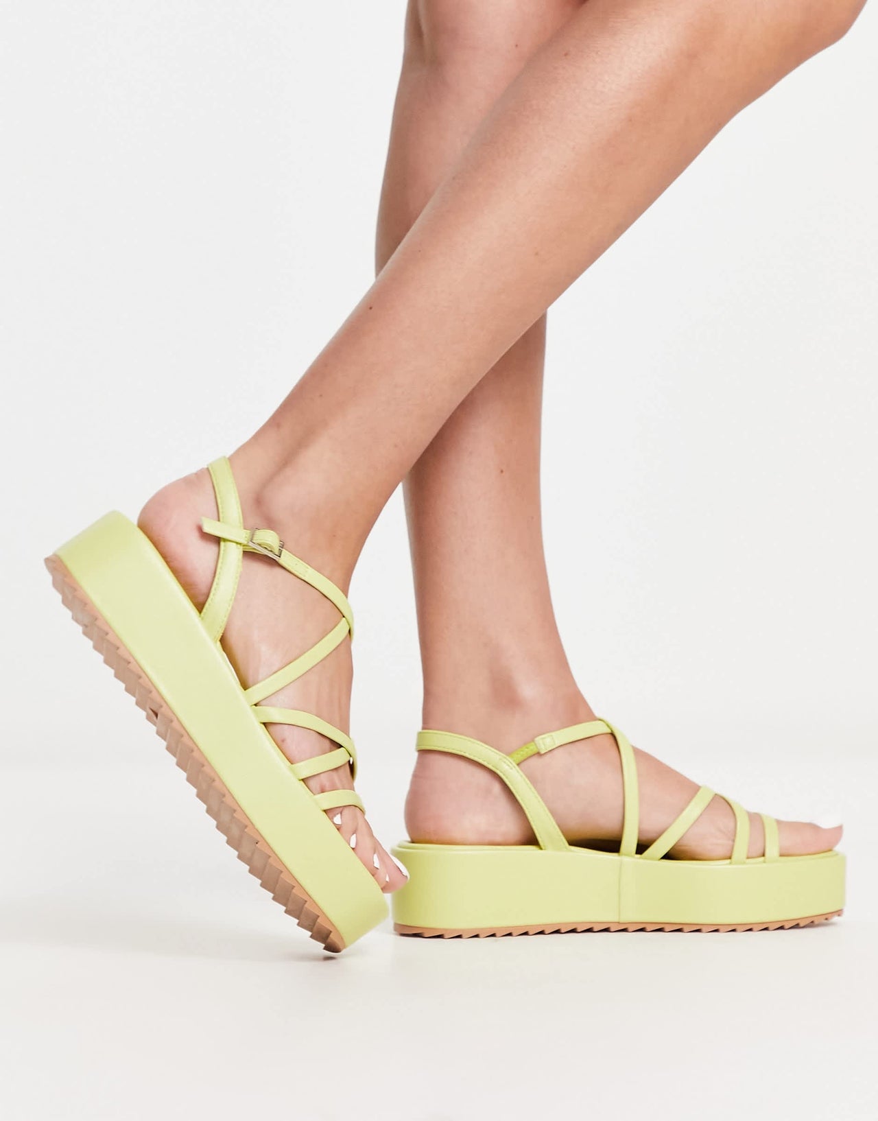schuh Exclusive Taya strappy flatform sandals in lime