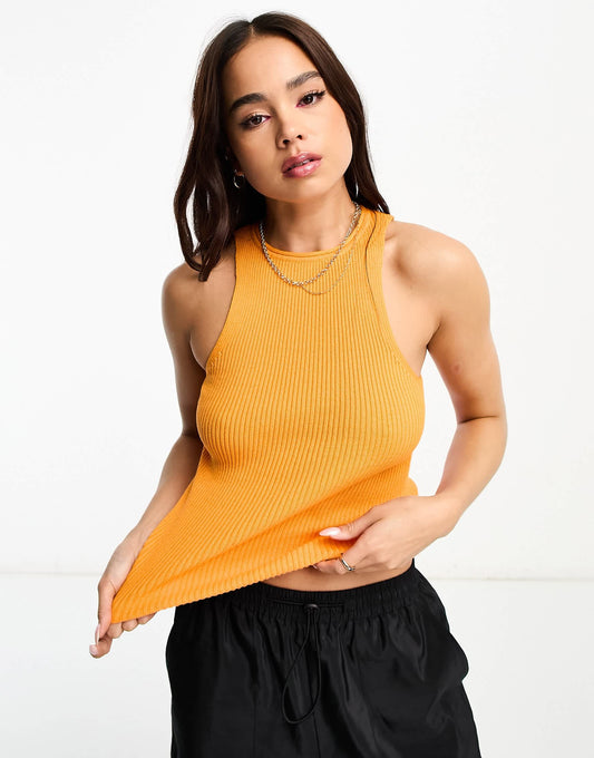 ASOS DESIGN knitted racer vest in orange