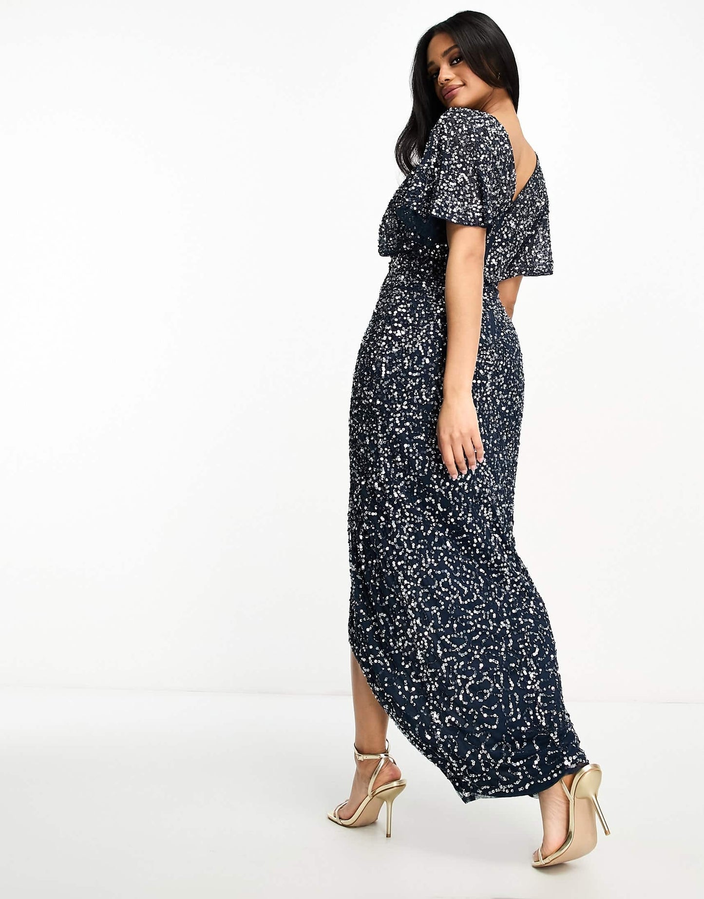 Beauut Bridesmaid embellished maxi wrap dress in navy