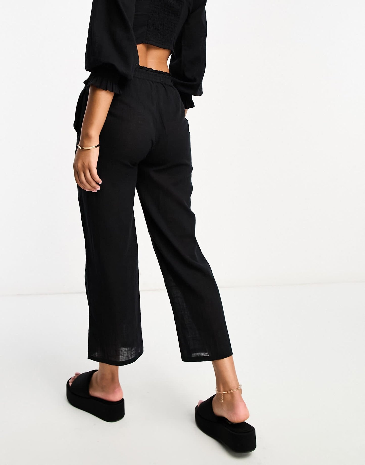 IIsla & Bird loose fit beach summer trouser co-ord in black