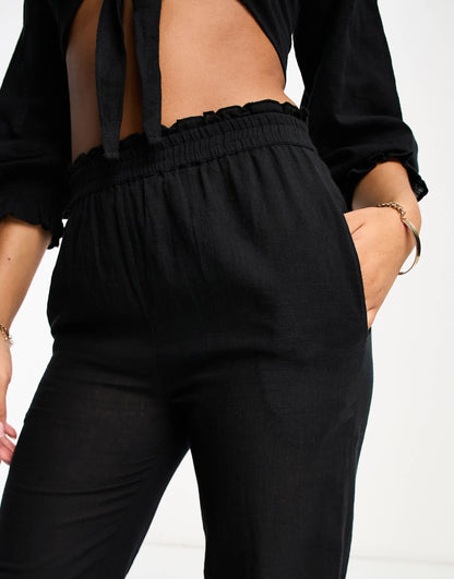 IIsla & Bird loose fit beach summer trouser co-ord in black