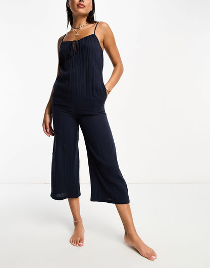 IIsla & Bird beach wide leg strappy jumpsuit in blackened pearl