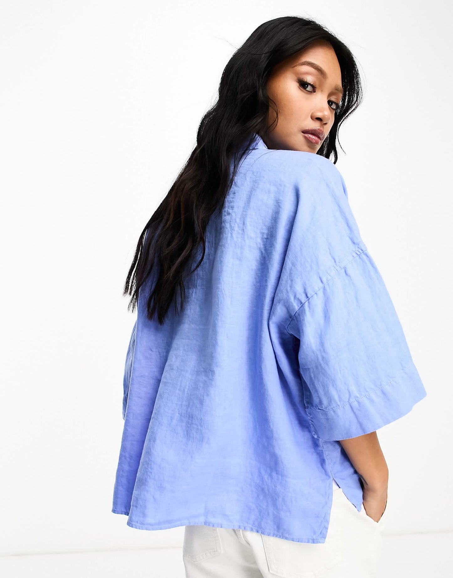 BOSS Orange Balinas relaxed fit short sleeve shirt in open blue