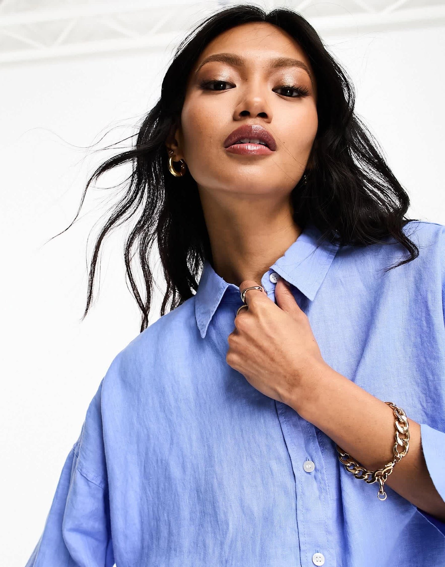 BOSS Orange Balinas relaxed fit short sleeve shirt in open blue