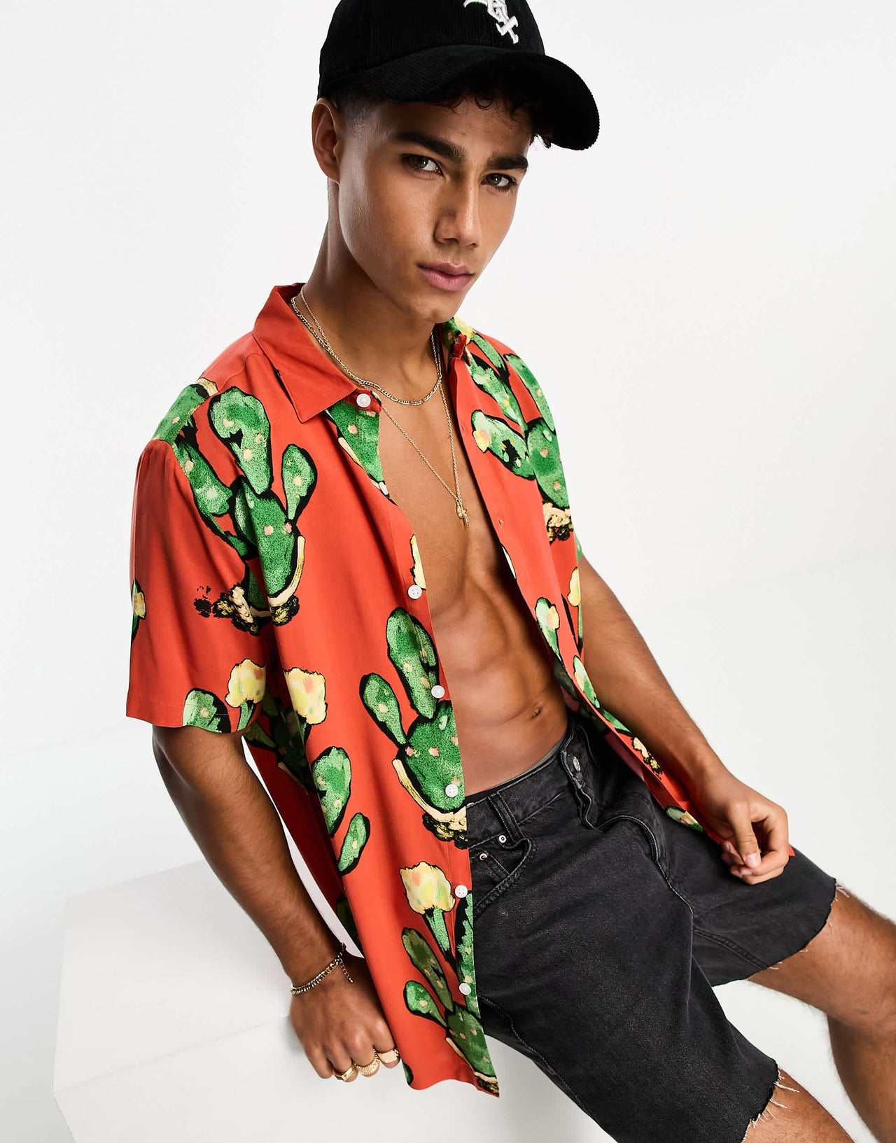 ASOS DESIGN shirt in cactus print