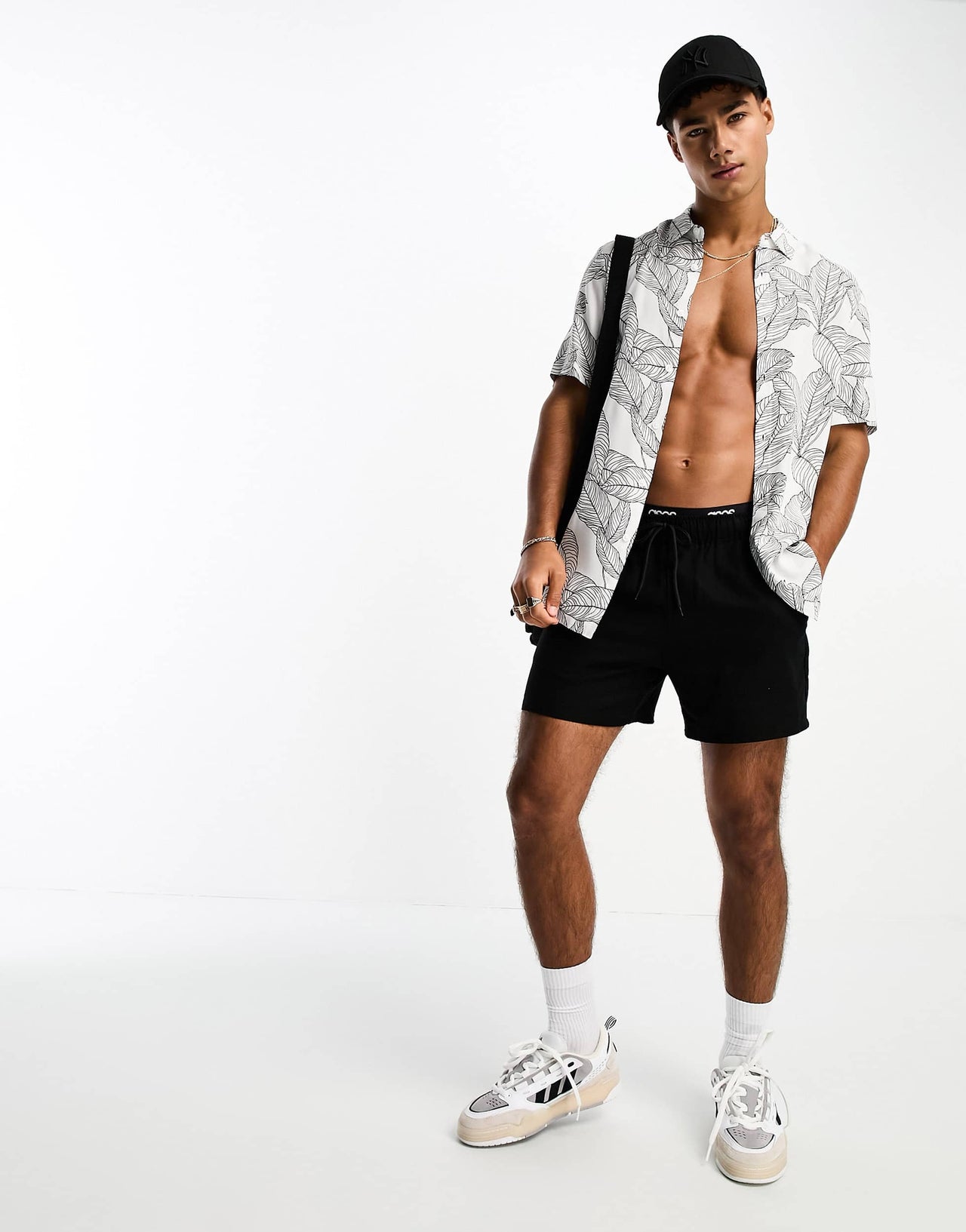 ASOS DESIGN shirt in leaf scribble print