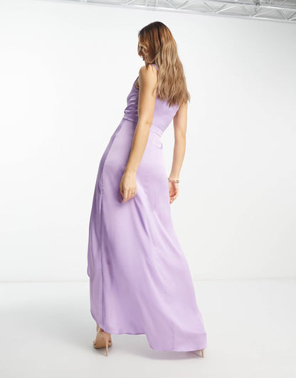 TFNC Bridesmaid one shoulder maxi dress in lilac