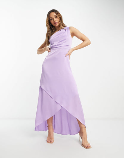 TFNC Bridesmaid one shoulder maxi dress in lilac