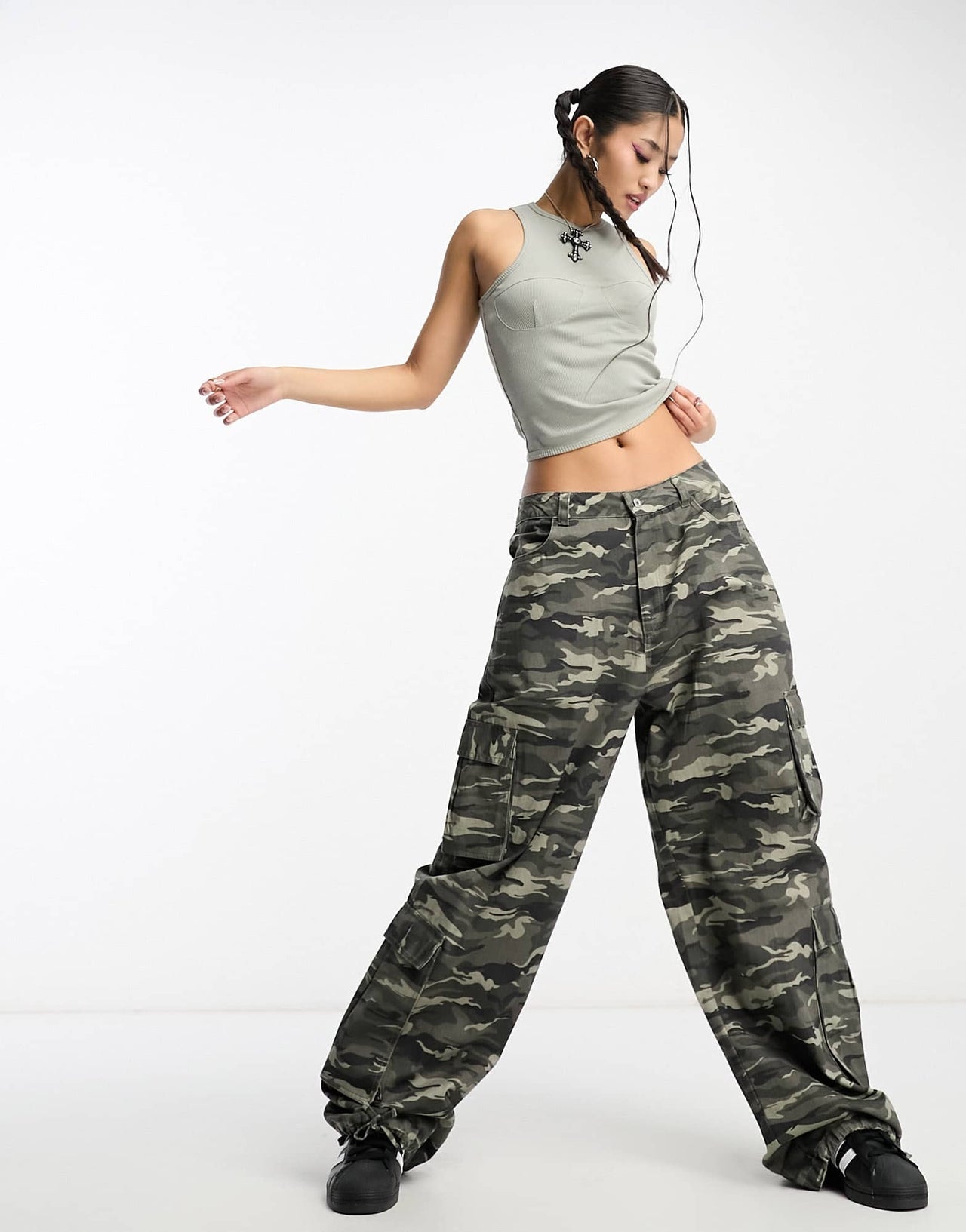 COLLUSION cup seamed vest in grey