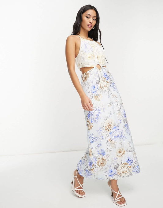Forever New cut out waist maxi dress in contrast floral