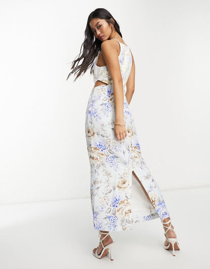 Forever New cut out waist maxi dress in contrast floral