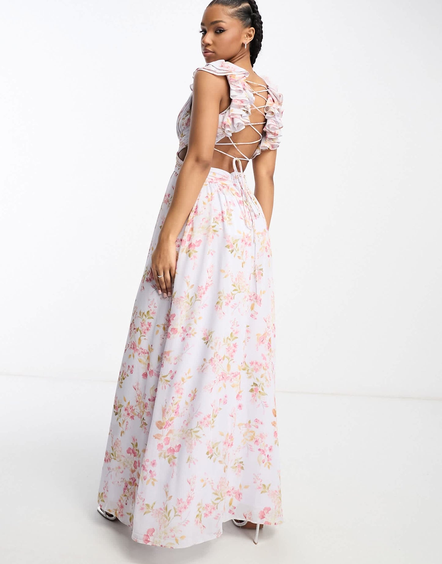 Forever New ruffle strap maxi dress in floral