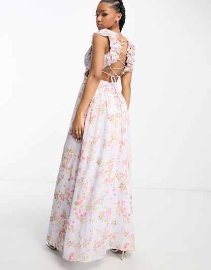 Forever New ruffle strap maxi dress in floral
