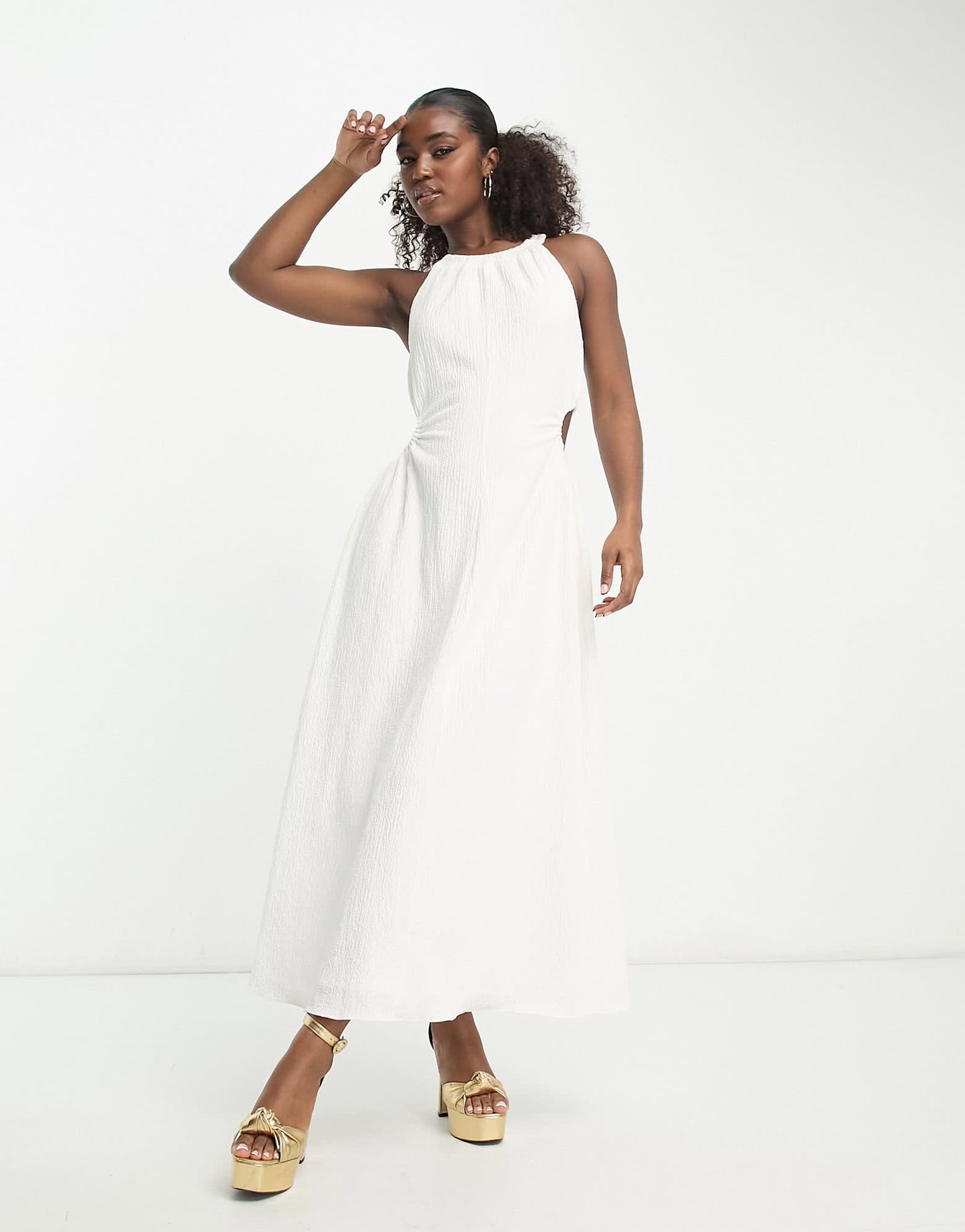 Forever New cut out waist maxi dress in ivory