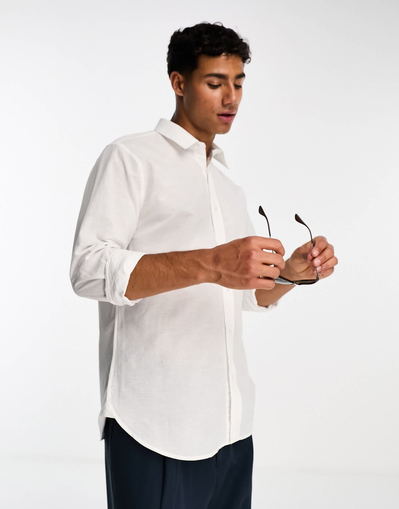 Ben Sherman linen look shirt in white