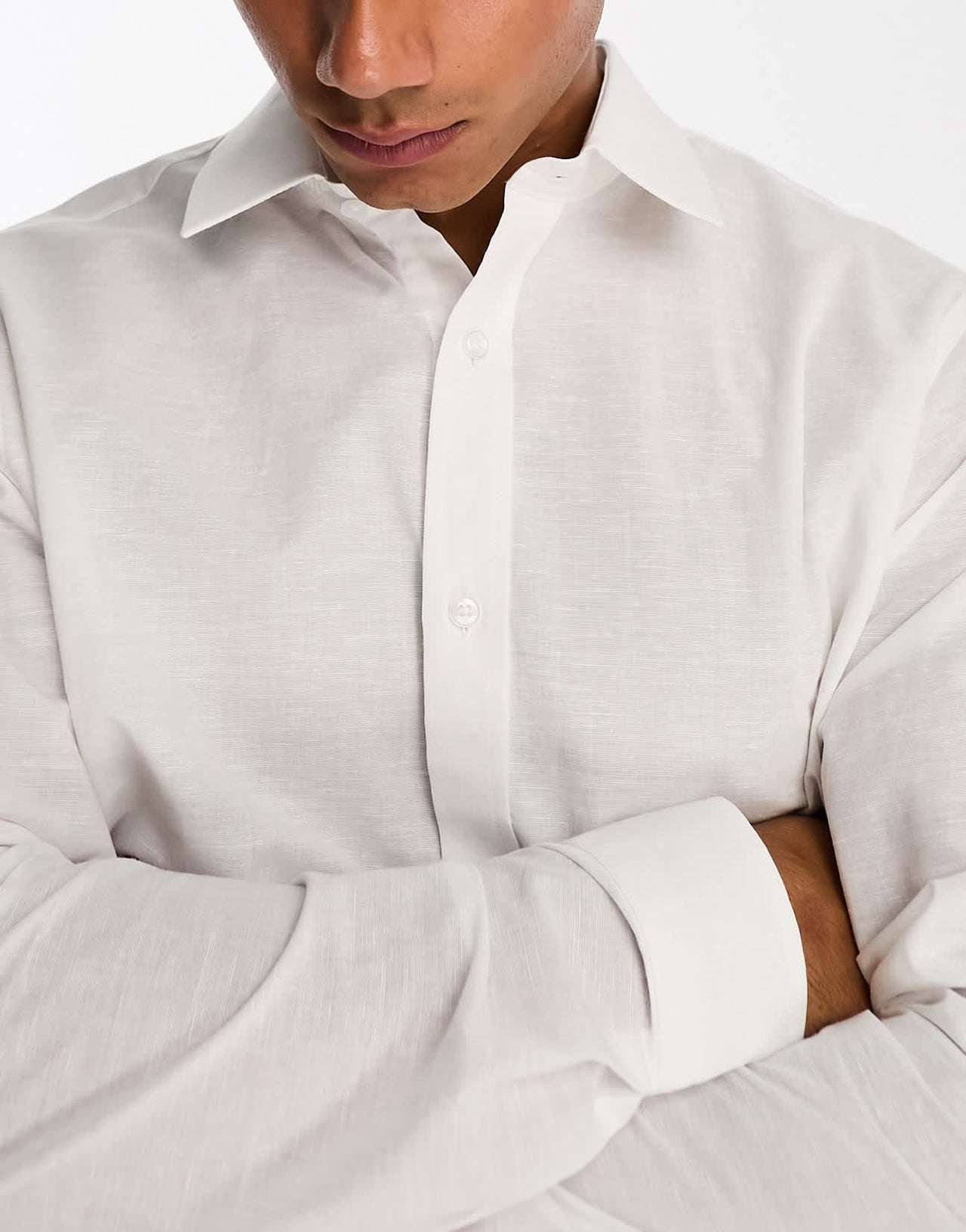 Ben Sherman linen look shirt in white