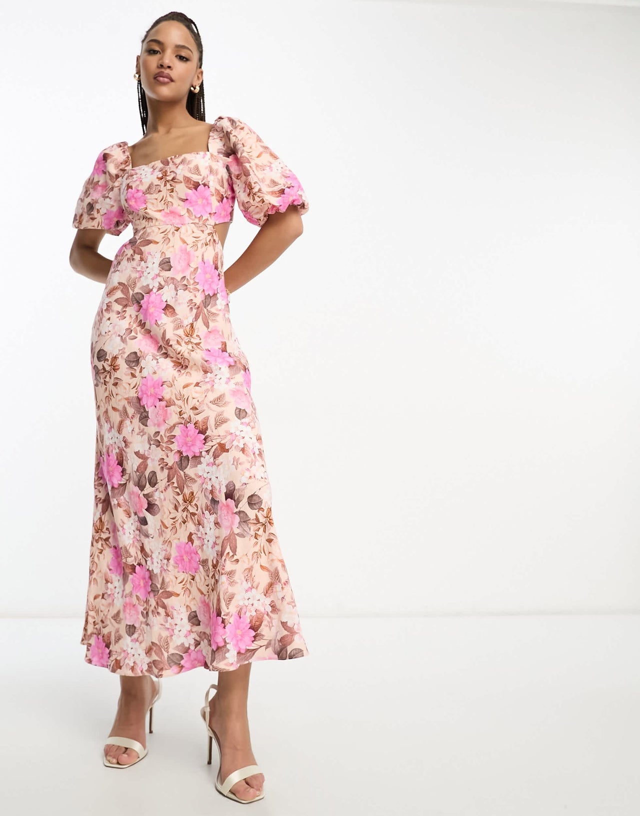 Ever New long sleeve maxi dress in leopard pink floral