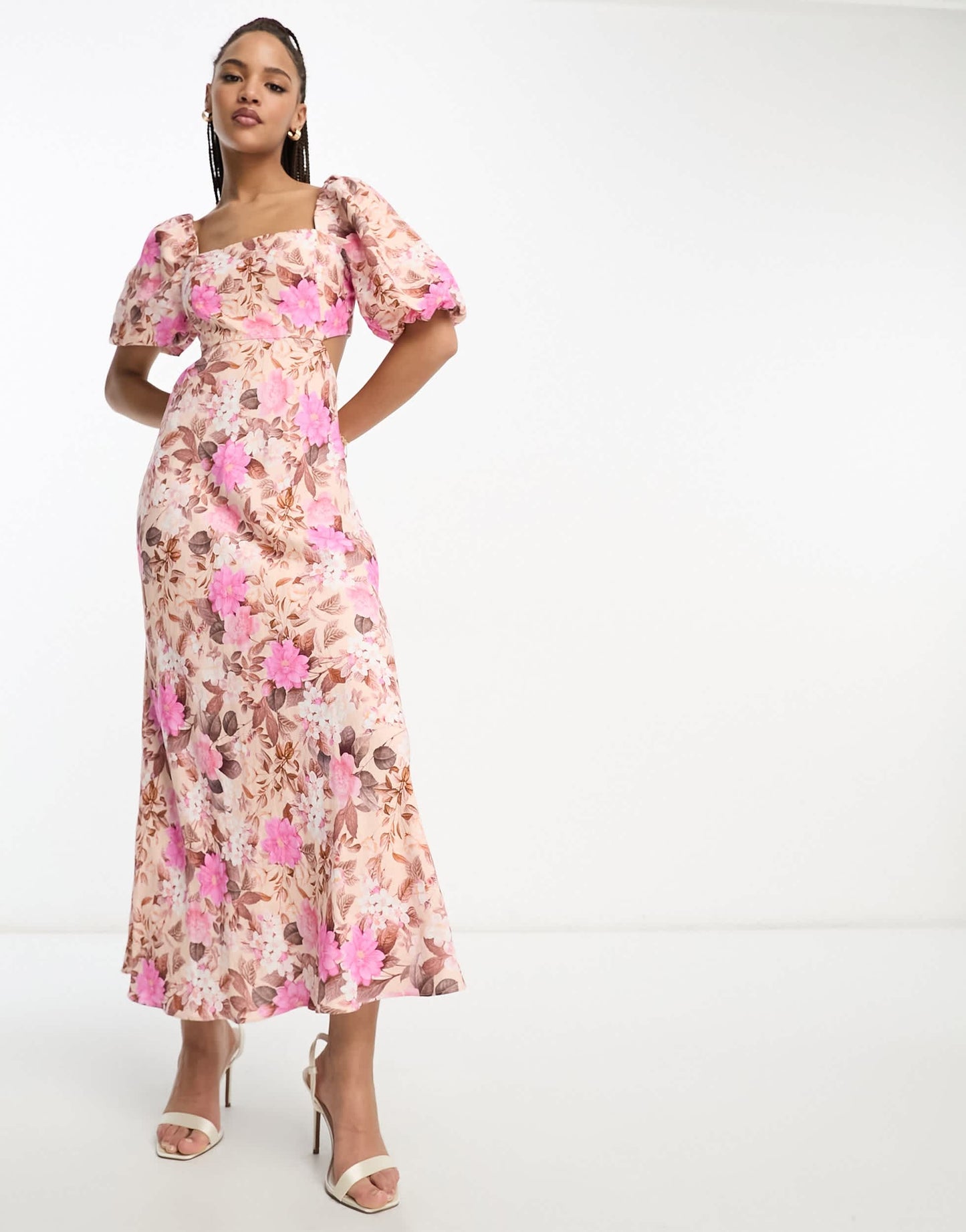 Ever New long sleeve maxi dress in leopard pink floral