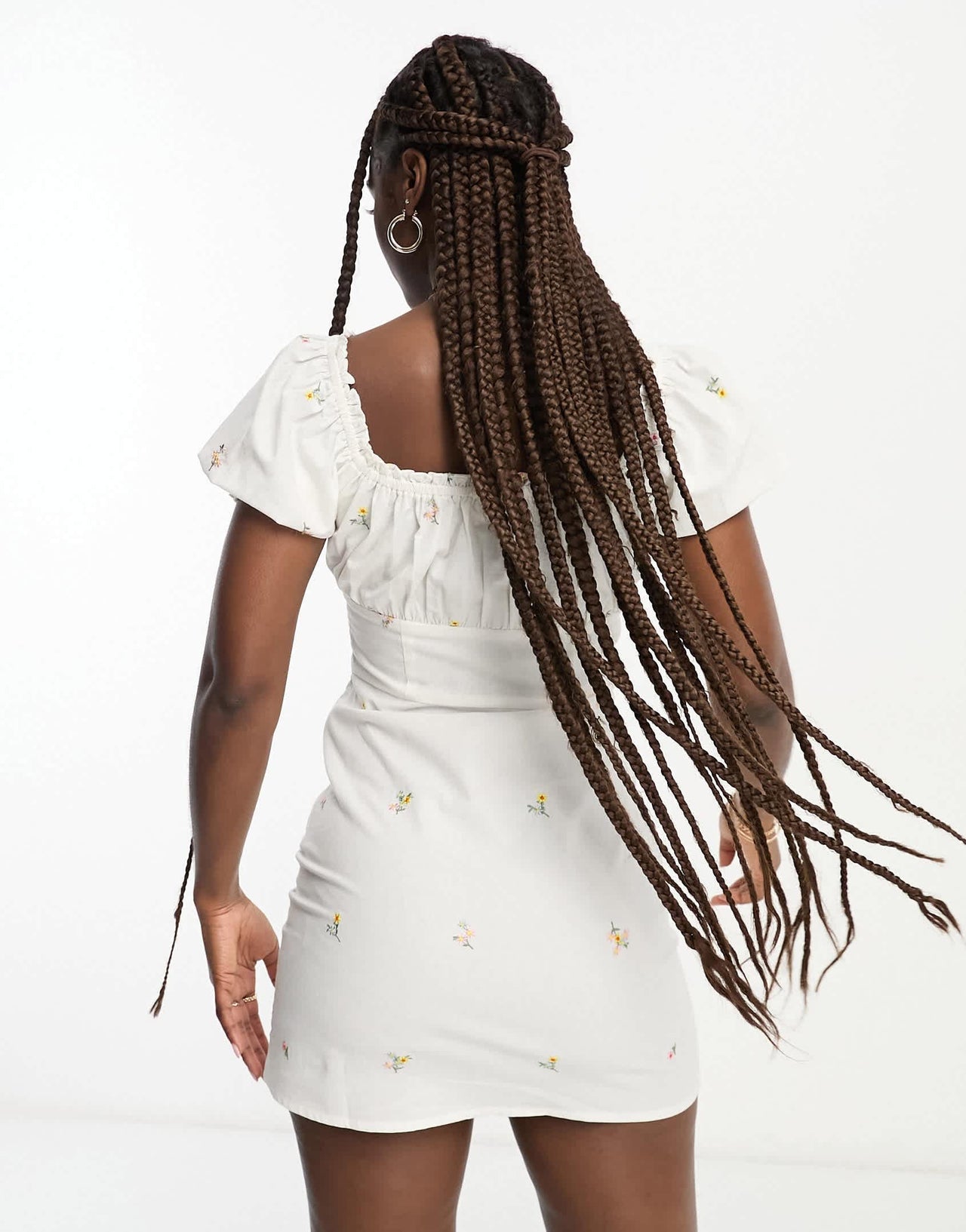 Miss Selfridge festival floral embroidered cotton tea dress in ivory - IVORY