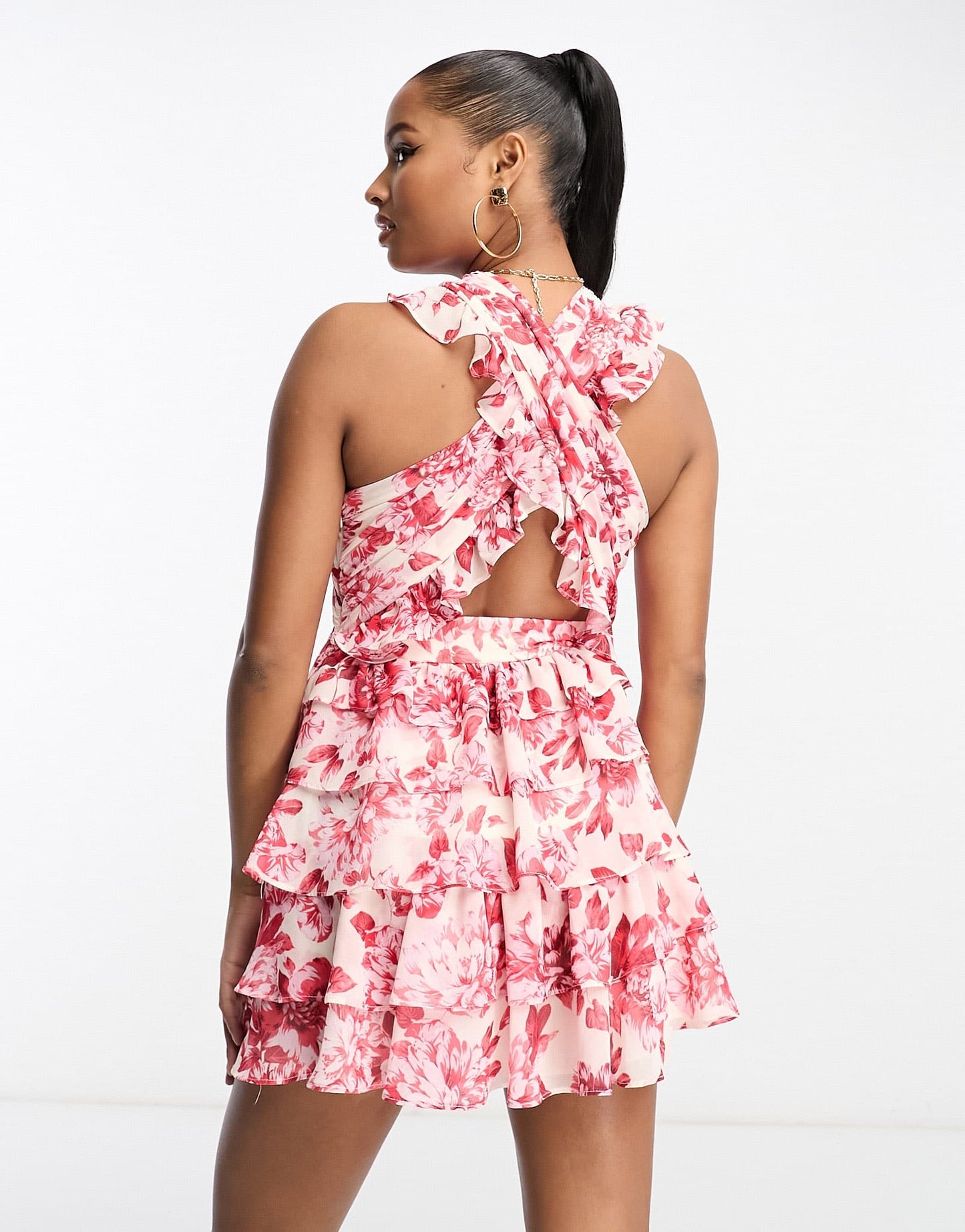 Forever New Petite cut out waist mini dress in red floral