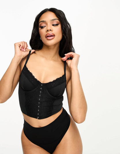 Gilly Hicks hook and eye corset bralette in black