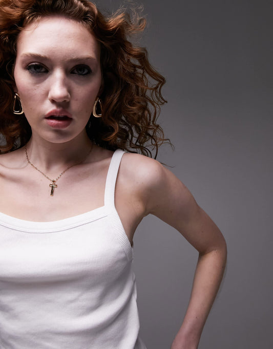 Topshop rib vest in white