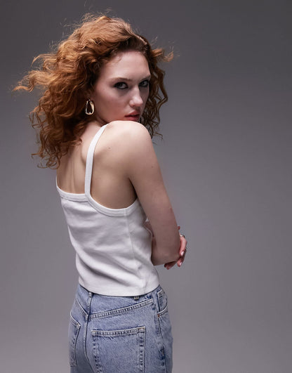 Topshop rib vest in white