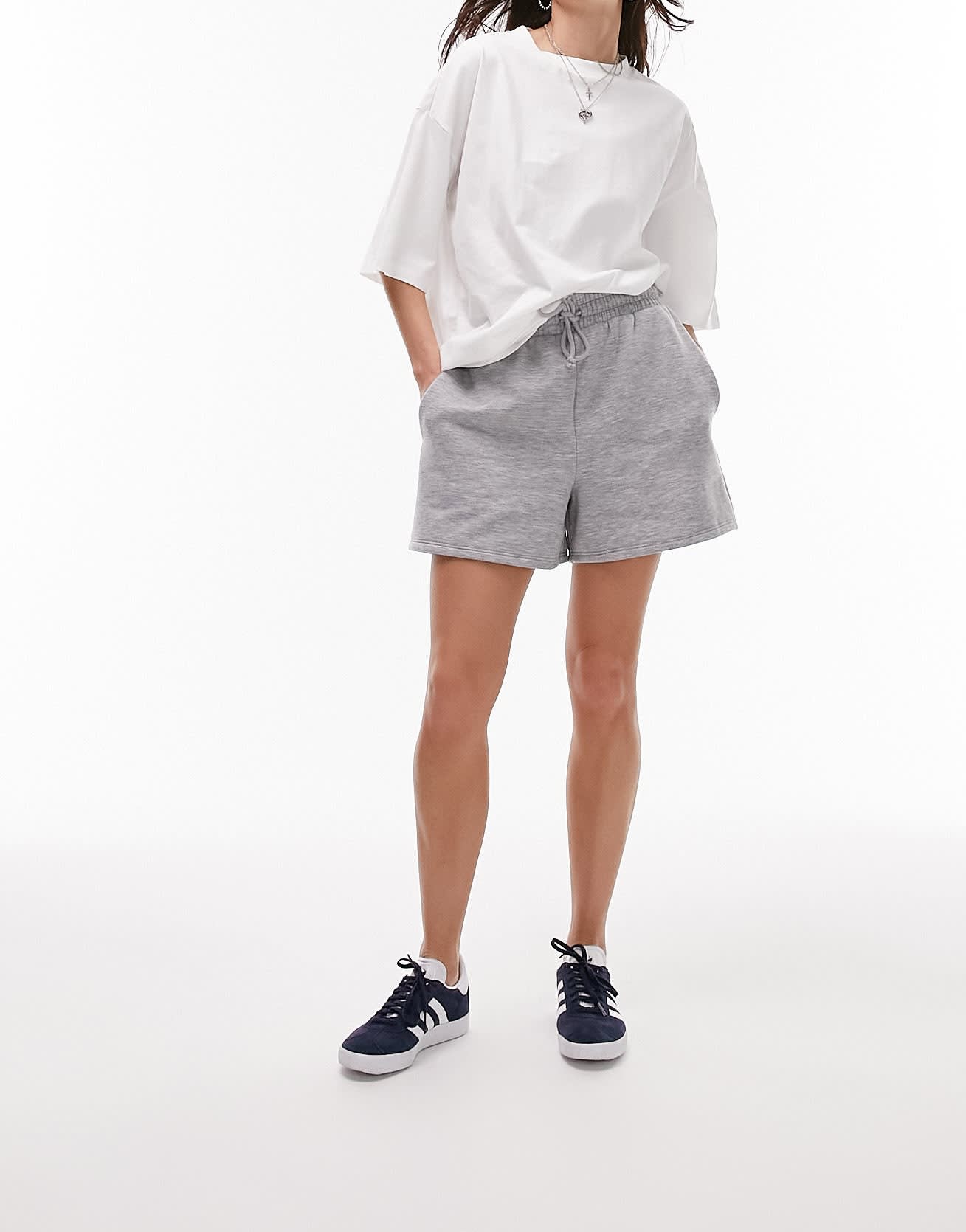 Topshop jogger short in grey marl
